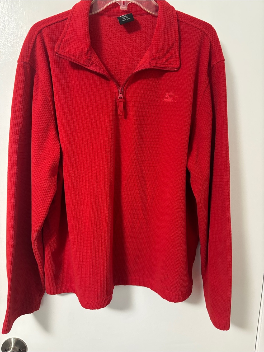 STARTER Red Half-Zip Waffle Knit Pullover